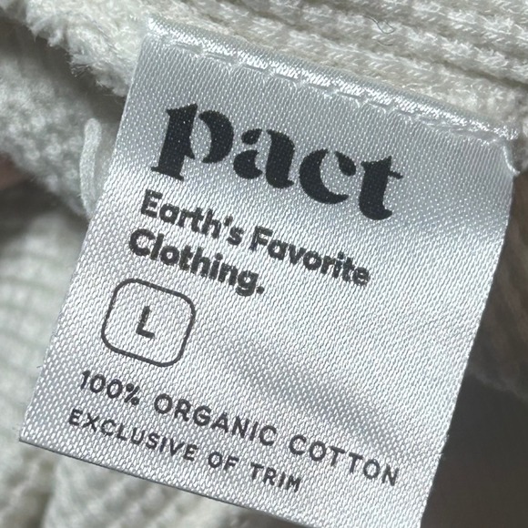 Pact Organic Cotton Waffle Knit Henley Top White Long Sleeve Large - Picture 3 of 4